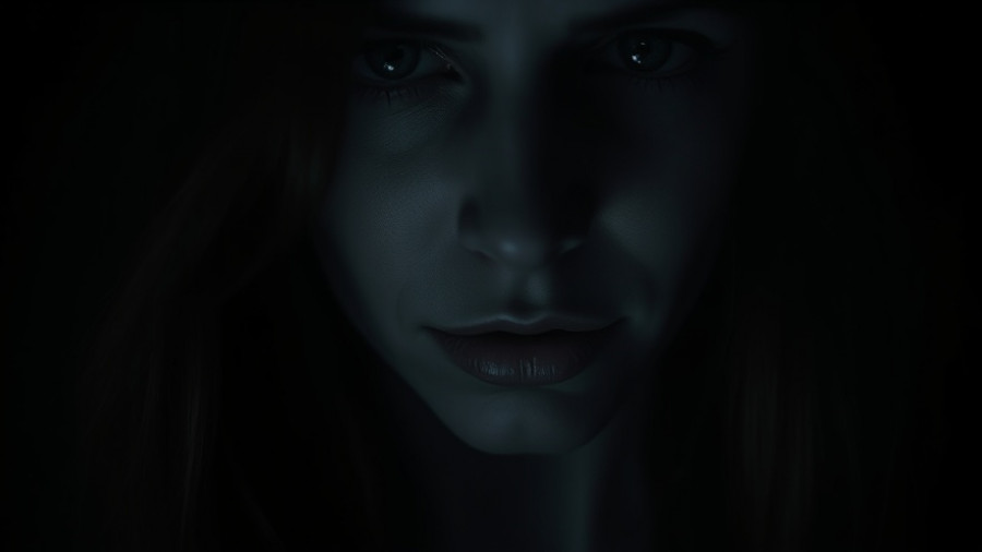 Shadowy close-up of woman's lower face, reflecting on choices.