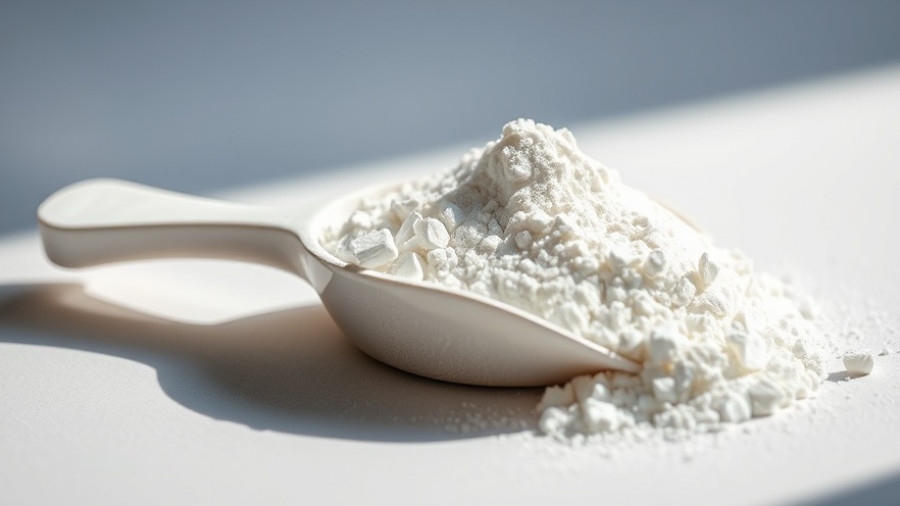Scoop of taurine powder for supplementation benefits.