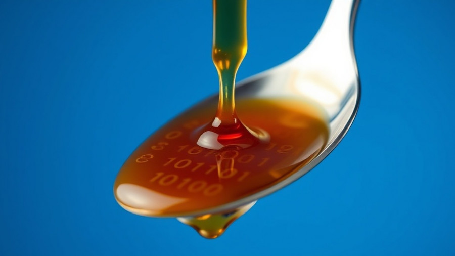 Abstract AI brain rot concept with digital honey dripping.