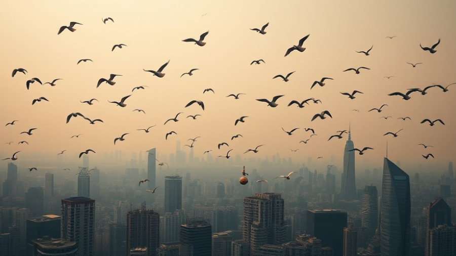 Lebanon cancer crisis shown through a hazy sky over urban skyline.