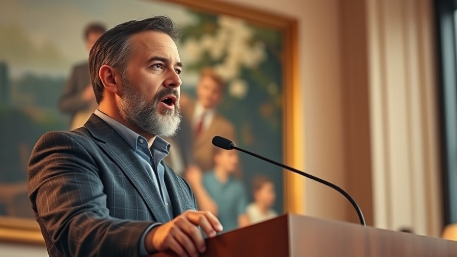 Prominent male figure speaking about Trump White House ballroom funding.