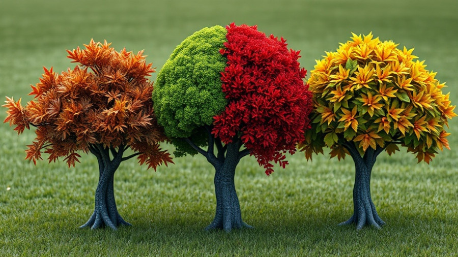 Trees resembling human heads symbolizing cognitive change in Alzheimer's.