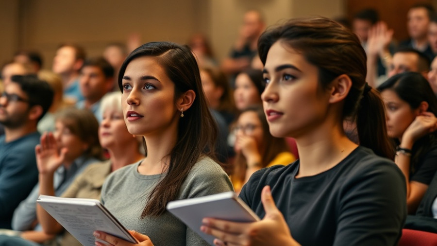 Young woman attentively engaging in seminar, focus on learning.