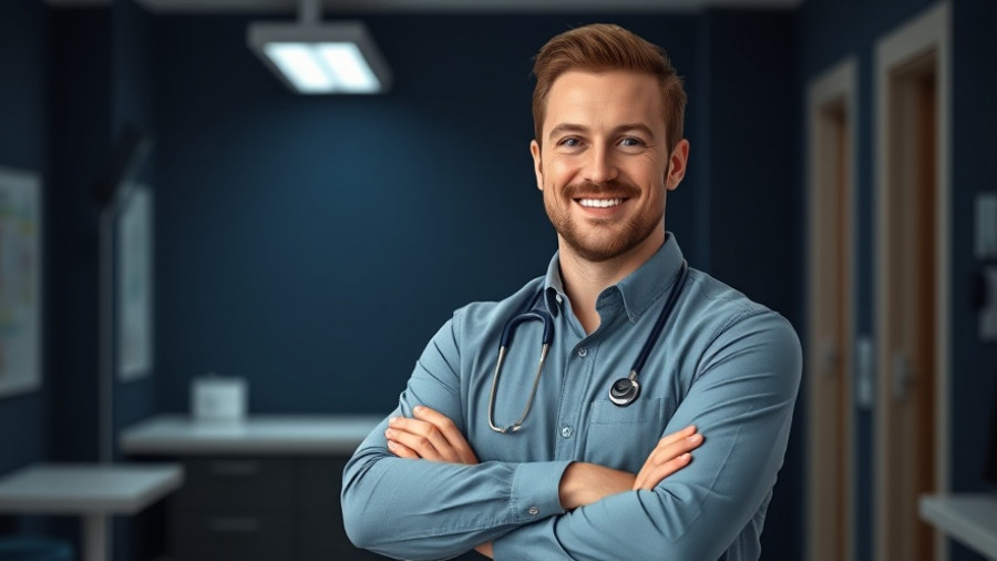 Healthcare professional smiling, representative of cloud contact center in healthcare.