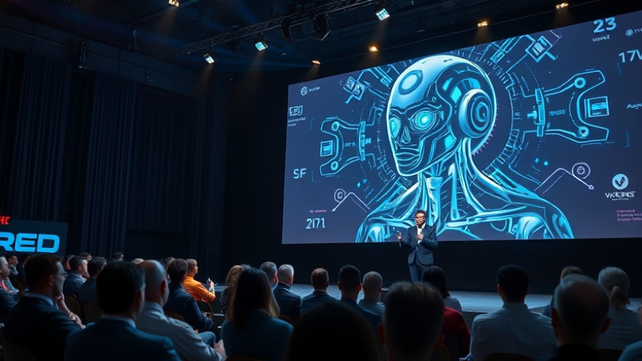 Futuristic presentation of AI companion at tech event