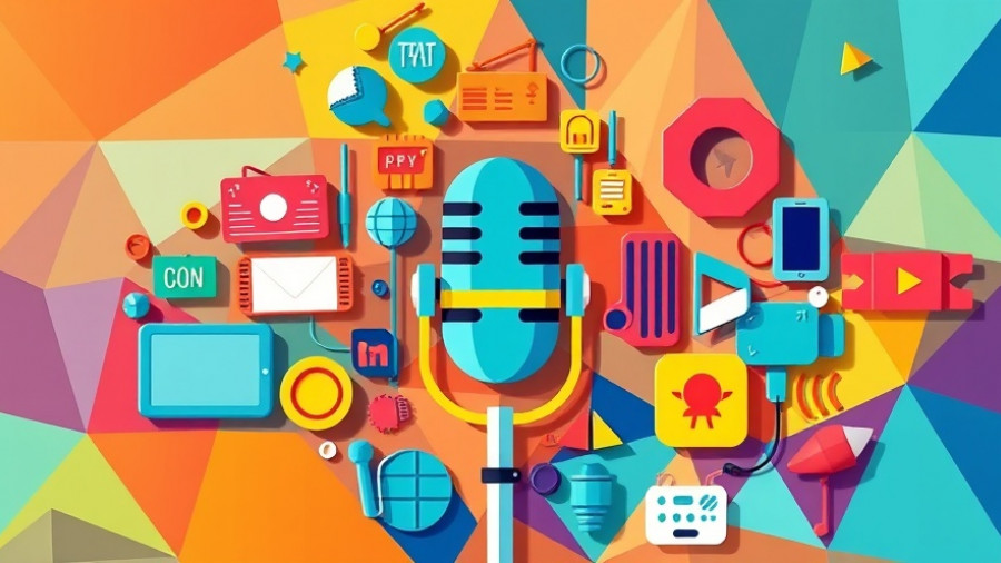 Illustrative podcast theme with communication symbols; Federal Shutdown and AI in Health Care.