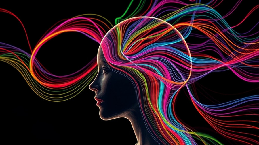 Abstract depiction of human head with colorful lines representing sixth sense.