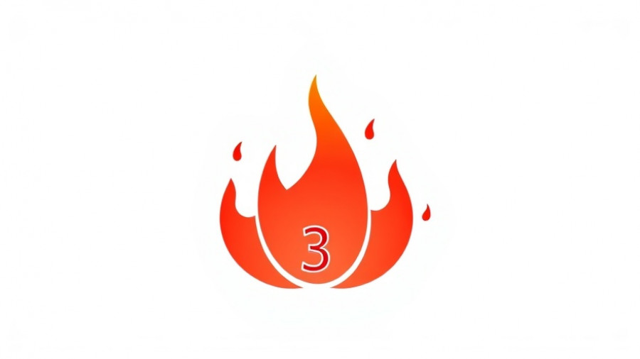 Three red flames with number three, symbolizing intensity.