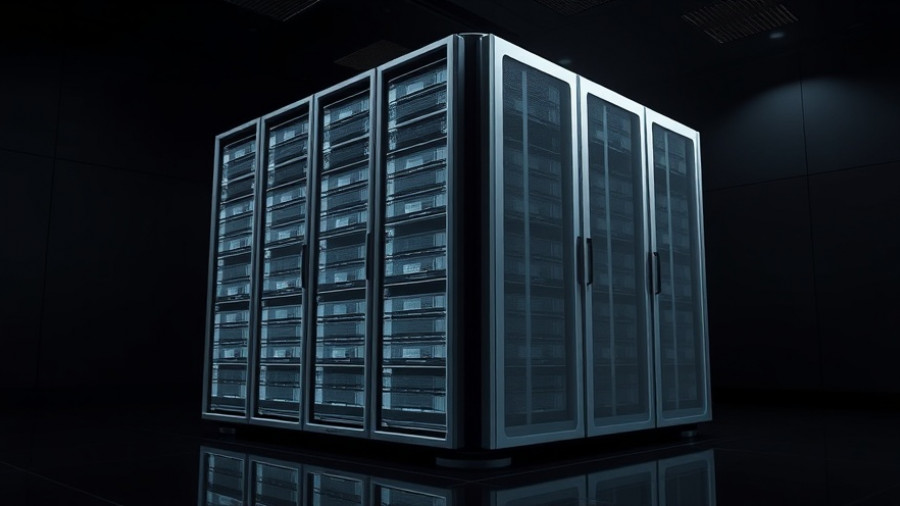 HPE Cray supercomputer in dark minimalist setting.