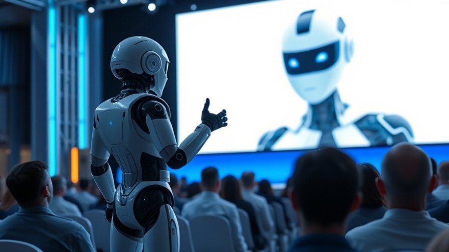 Humanoid Robot Home Integration presentation on futuristic stage.