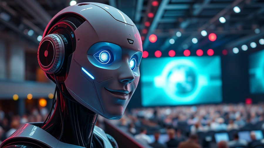 Futuristic AI presentation on self-improving AI technology.