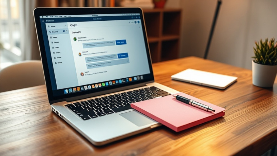 Laptop showing ChatGPT screen for business writing.