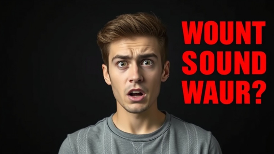 Concerned young man discussing AI music copyright issues with text overlay.