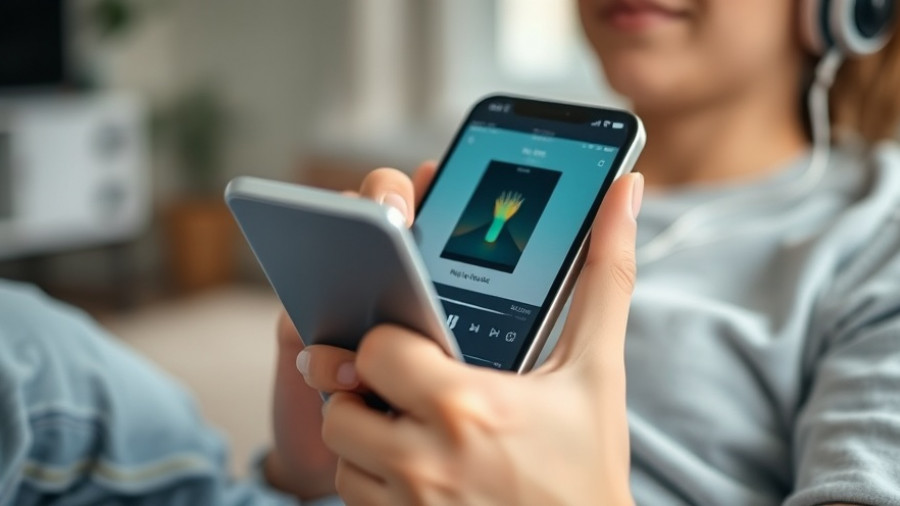 Person using AI music platform on smartphone indoors.