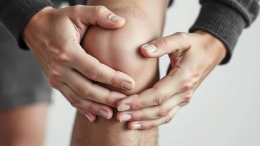 Close-up of hands on knee for osteoarthritis exercise.