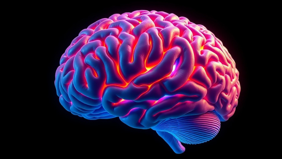 3D rendering of human brain showing neural pathways for natural pain relief.