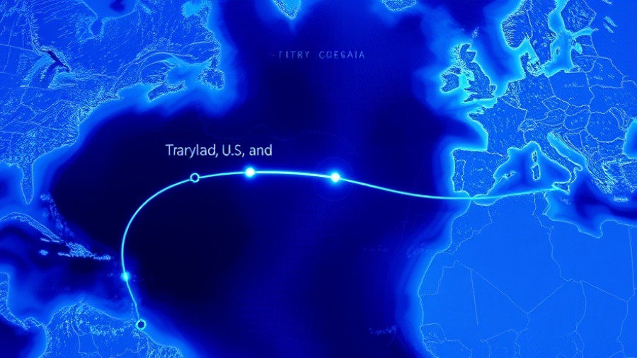 Subsea internet cable map from Maryland to Ireland
