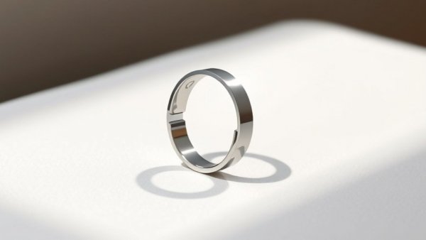 Sleek AI-powered smart ring on textured white surface