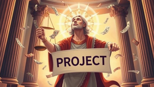 Symbolic figure with scales disrupts public health funding.