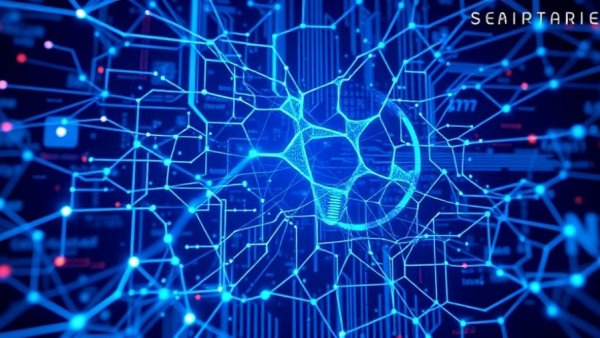 Futuristic interface displaying AI video generation technology.