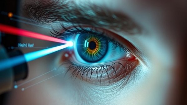 Macro view of eye undergoing new laser treatment for macular degeneration