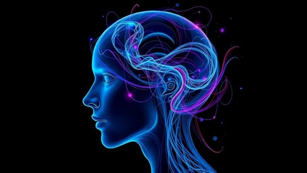 Abstract head made of colorful lines representing SGK1 depression treatment