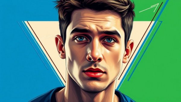 Stylized portrait of a man with geometric design amidst OpenAI erotica claims.