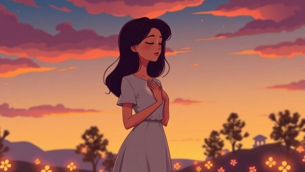 Woman standing peacefully in a glowing meadow, Healing Without Reconciliation.