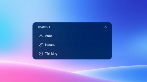 ChatGPT 5.1 options menu interface against gradient background.