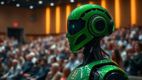 Google AI Breakthroughs Sema 2 unveil event with humanoid robot.