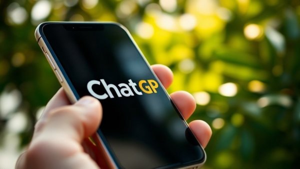 ChatGPT app on smartphone with outdoor background, highlighting branching feature.