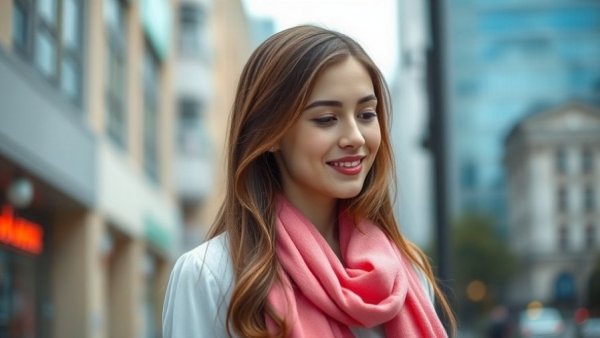 Young woman outdoors wearing a pink scarf, JPMorgan legal bills Charlie Javice.