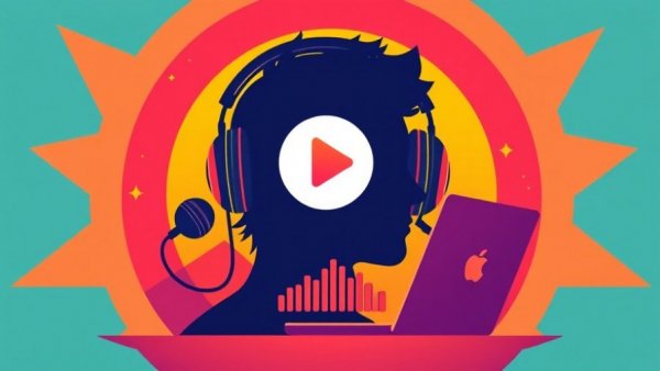 Colorful illustration of media elements on health care costs and food benefits podcast.