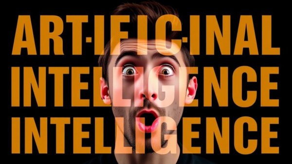 Excited person with text on Grock 5 artificial intelligence.