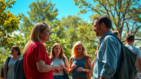 AI Empowerment: group engaging in outdoor conversation.