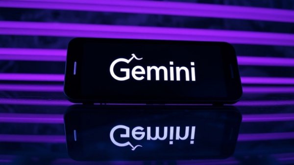 Google Gemini 3 Pro device with logo and reflective surface.
