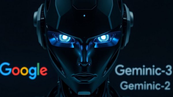 Futuristic robot head representing Google Gemini 3 AI Intelligence.
