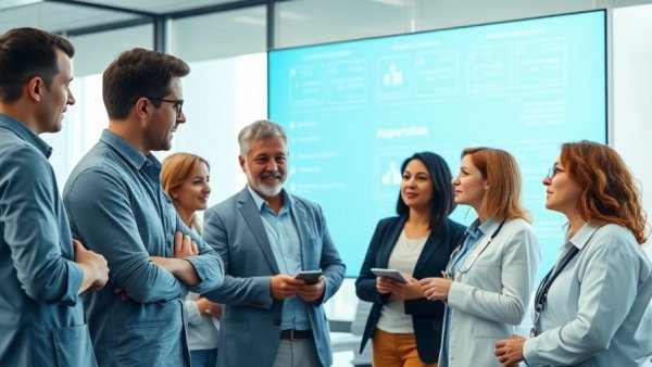 Healthcare professionals discuss AI readiness in a meeting room, showcasing technology integration.