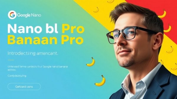 Google Nano Banana Pro introduction poster with mature male.