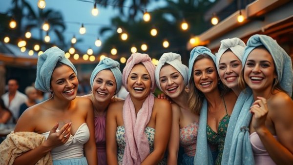 Group of women having fun with towels at Friday Faves for Fitness and Wellness
