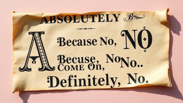 Ornate typography scroll with polite rejection phrases; Thanksgiving stress relief.