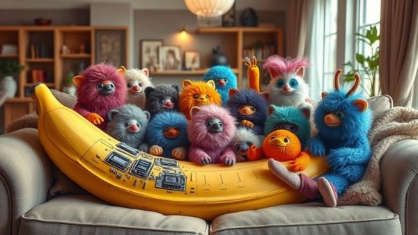 Google's Nano Banana Pro AI Art with fuzzy creatures.