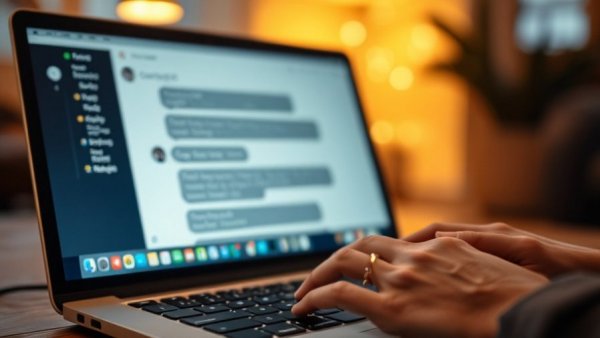 Person typing on a laptop during a messaging conversation, implying rudeness to ChatGPT.