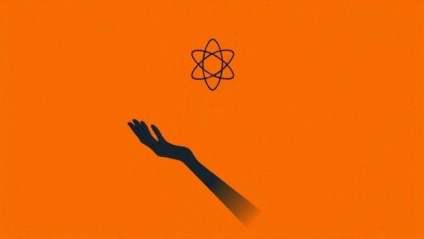 Abstract illustration of Claude Opus 4.5 AI coding concept with atom-like symbol