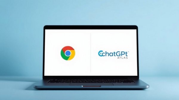 Chrome vs ChatGPT Atlas on laptop; AI Browsers Comparison.