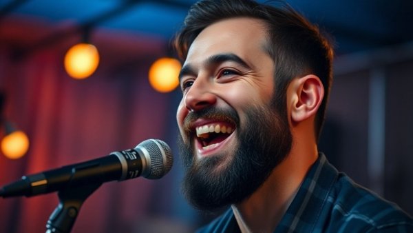 AI video editing hacks by an enthusiastic speaker in a studio.