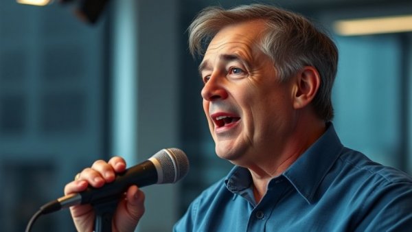 Degree doesn't mean success: Man speaking passionately in studio.