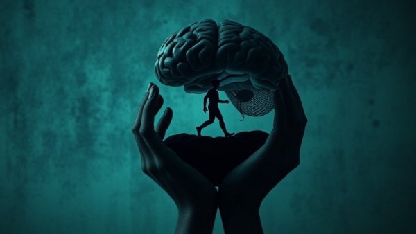 Abstract depiction of living with depression through a conceptual artwork.