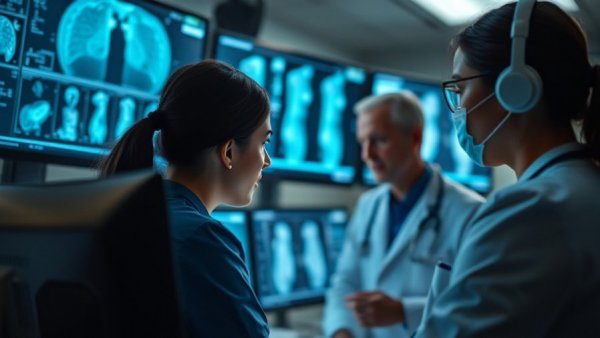 EMEA healthcare modernization: professionals analyzing medical scans highlights need for policy change.