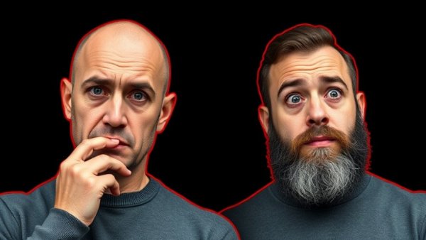 Two men with expressive faces and text overlay discussing AI evolution.